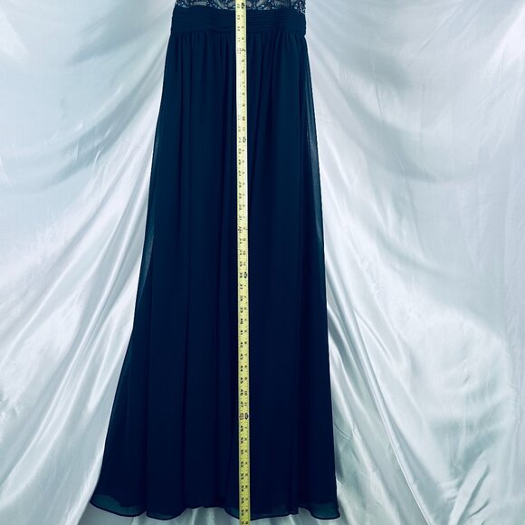 Betsy & Adam Blue Beaded and Sequin Sleeveless Chiffon Gown - Size 8 - Picture 6 of 10